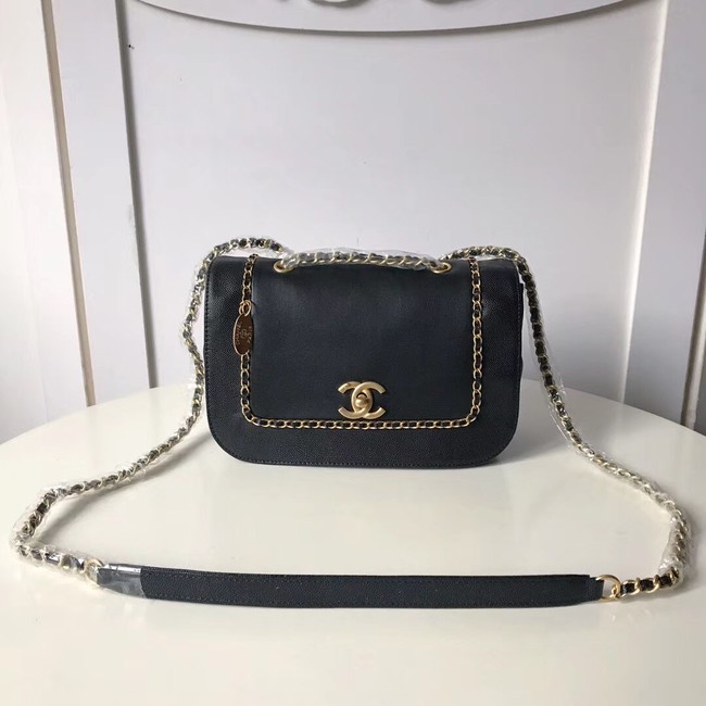 Chanel Calfskin & gold-Tone Metal AS0455 black