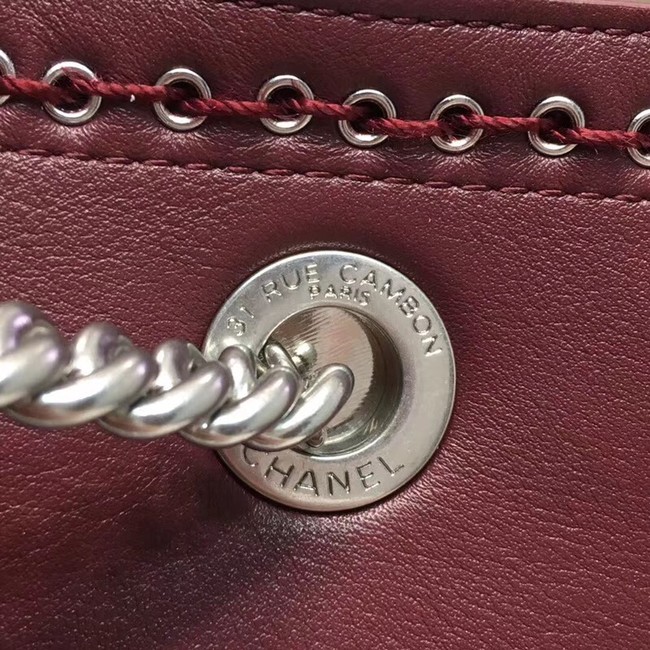 Chanel Calfskin & silver-Tone Metal 80761 Burgundy