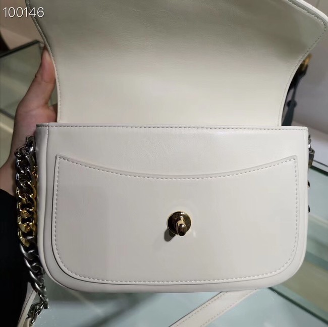 Chanel Calfskin & silver-Tone Metal AS0413 white