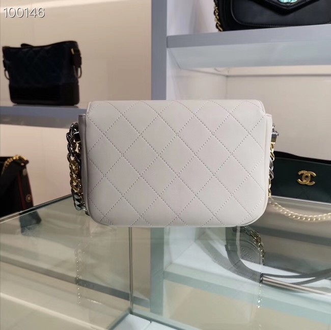 Chanel Calfskin & silver-Tone Metal AS0413 white