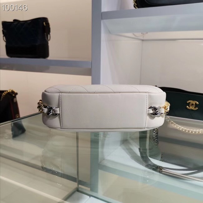 Chanel Calfskin & silver-Tone Metal AS0413 white