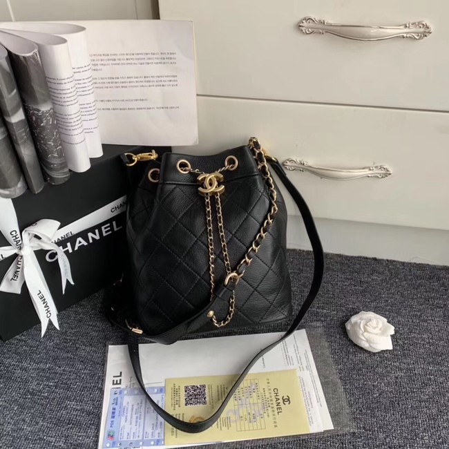 Chanel drawstring bag & gold-Tone Metal AS0455 black