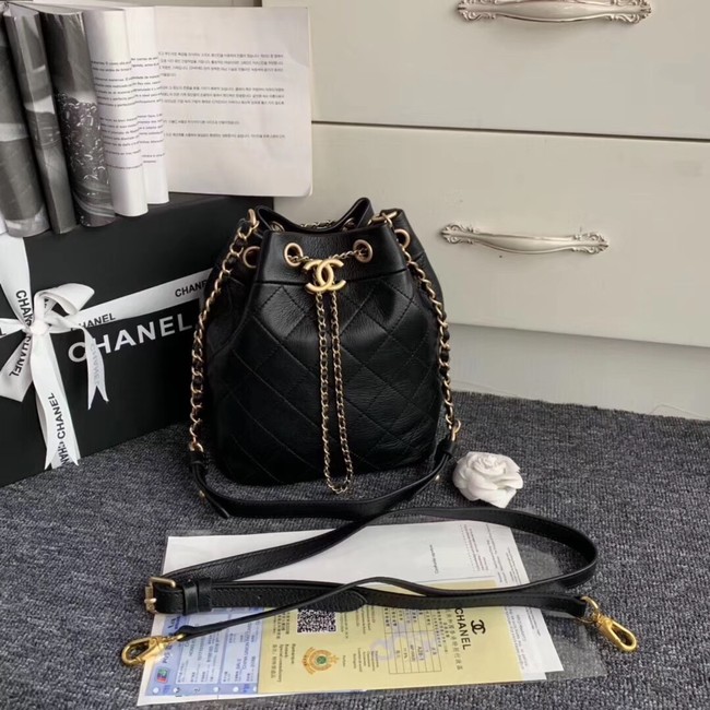 Chanel drawstring bag & gold-Tone Metal AS0455 black