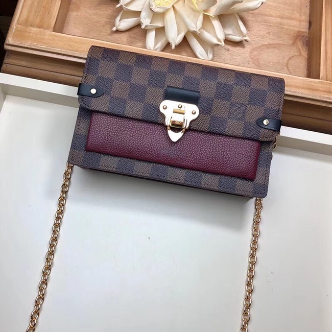 Louis Vuitton original VAVIN CHAIN WALLET N60237 Lie de Vin