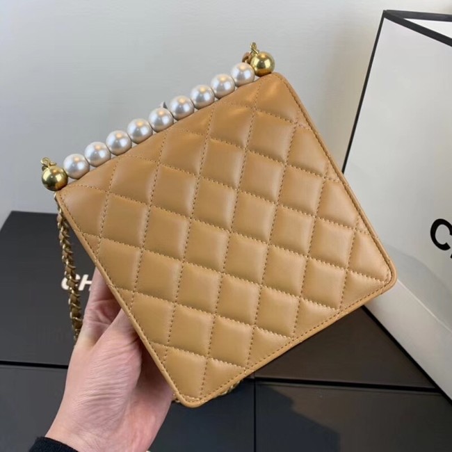 Chanel Flap Shoulder Bag Sheepskin Leather 77398 light tan