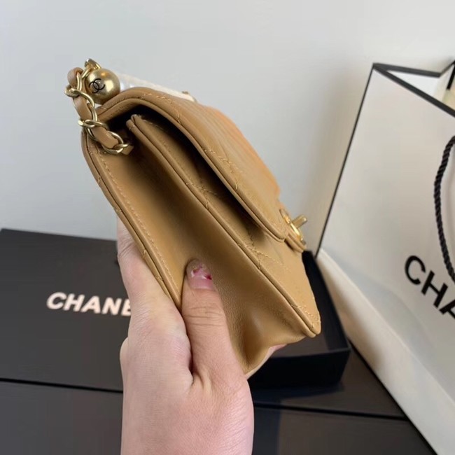 Chanel Flap Shoulder Bag Sheepskin Leather 77399 light tan