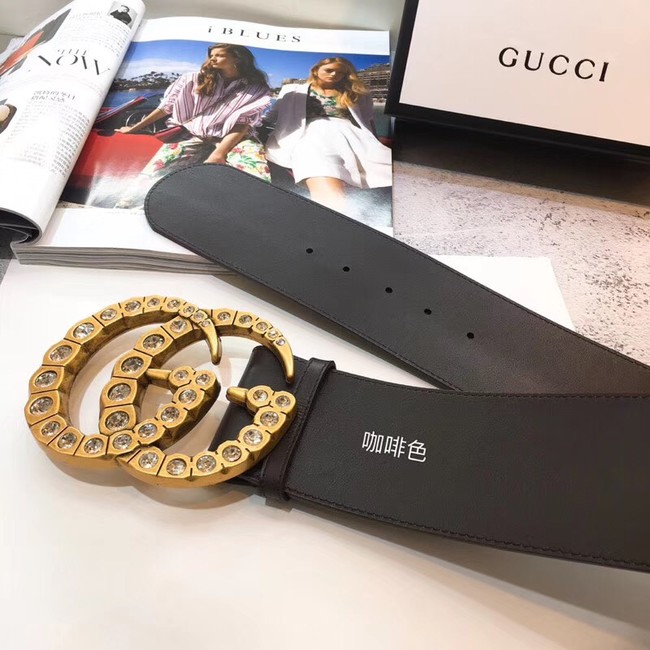 Gucci Wide leather with crystal Double G buckle 550110 Chocolates