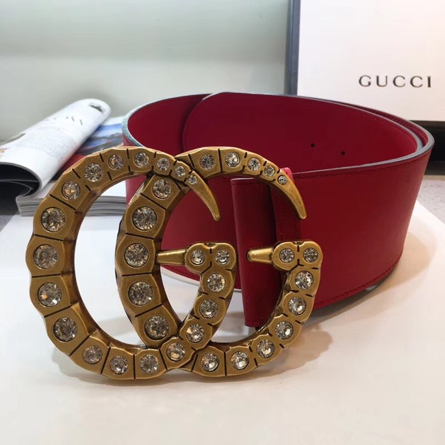 Gucci Wide leather with crystal Double G buckle 550110 red