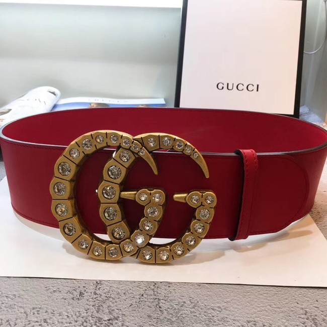 Gucci Wide leather with crystal Double G buckle 550110 red