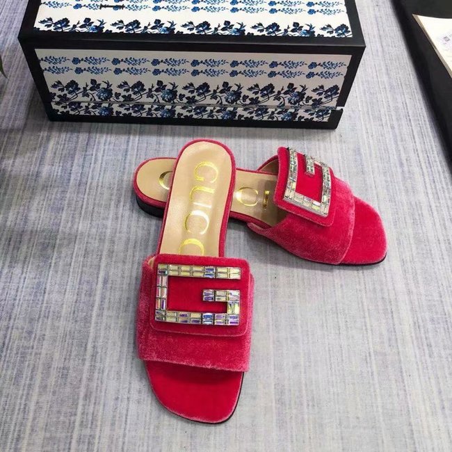 Gucci Velvet slide with crystal G GG1470BL-4