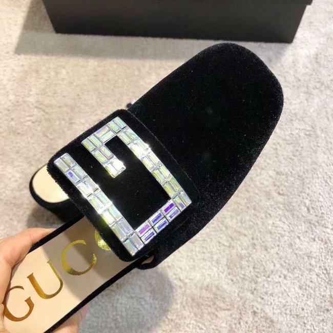 Gucci Velvet slide with crystal G GG1471BL-1