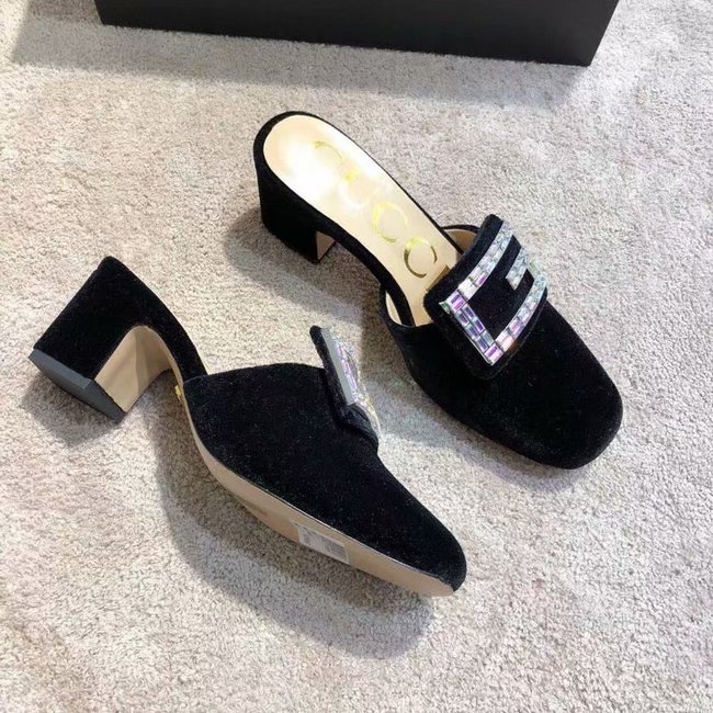 Gucci Velvet slide with crystal G GG1471BL-1