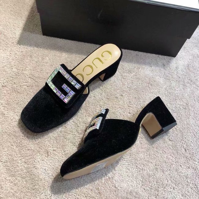 Gucci Velvet slide with crystal G GG1471BL-1