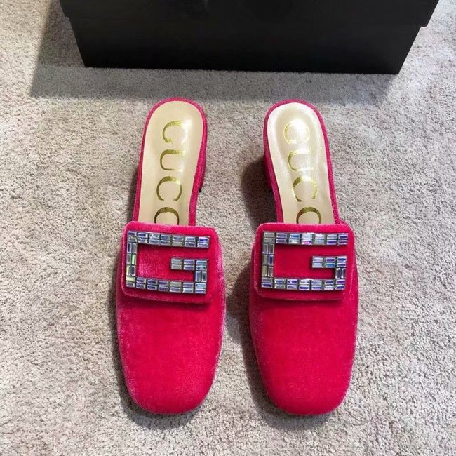 Gucci Velvet slide with crystal G GG1471BL-2