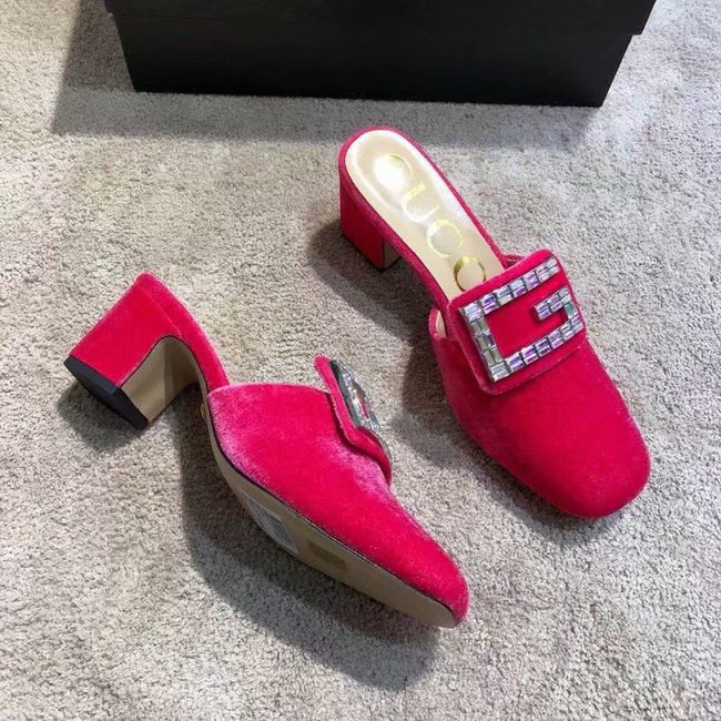 Gucci Velvet slide with crystal G GG1471BL-2