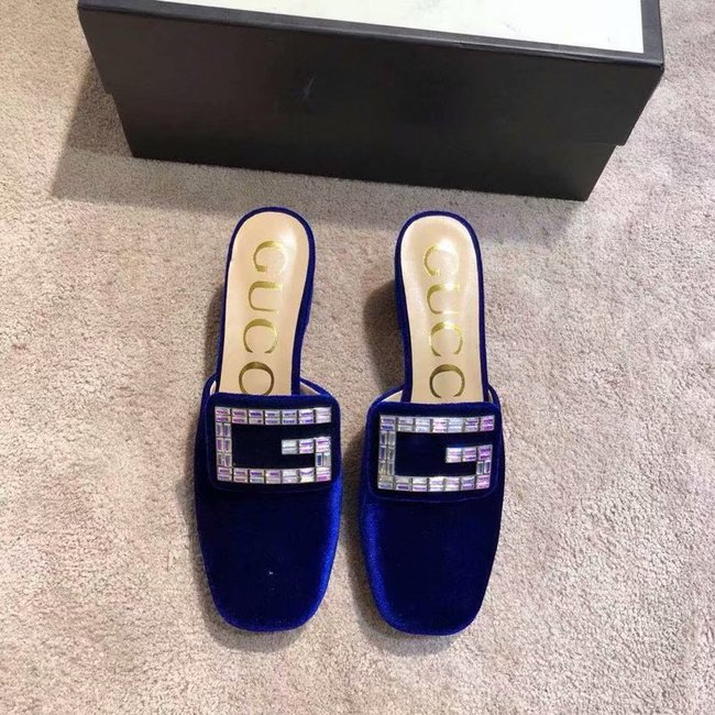 Gucci Velvet slide with crystal G GG1471BL-3