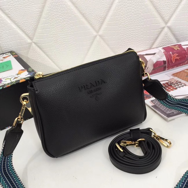 Prada leather shoulder bag 66136 black