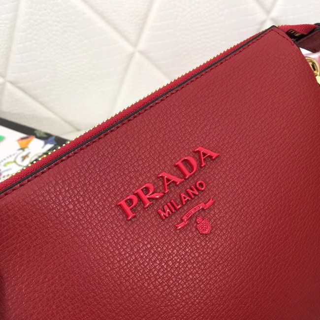 Prada leather shoulder bag 66136 red