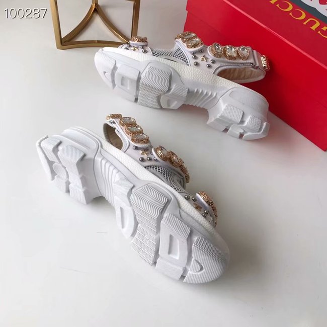 Gucci Metallic leather sandal with crystals GG1476JYX-3