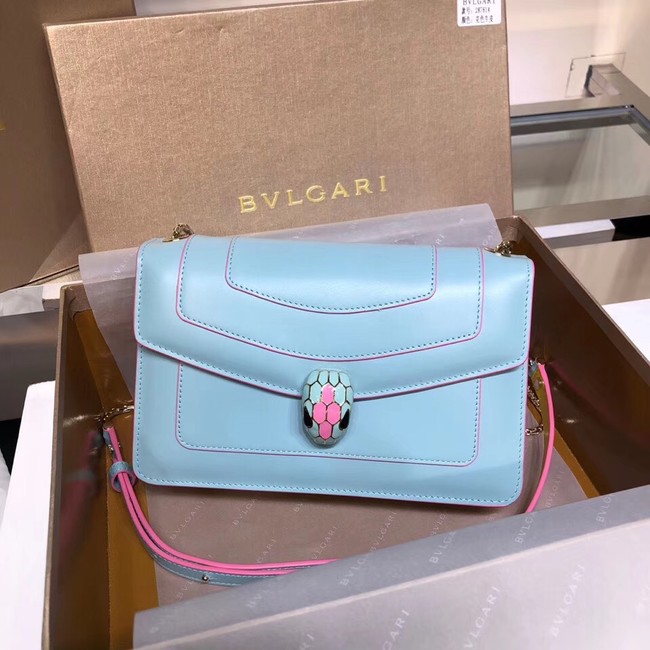 BVLGARI Serpenti Forever metallic-leather shoulder bag 39174 light blue