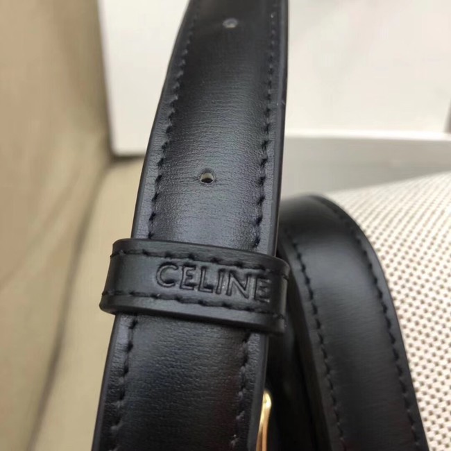 CELINE LARGE TRIOMPHE BAG IN TEXTILE AND NATURAL CALFSKIN 18887 black