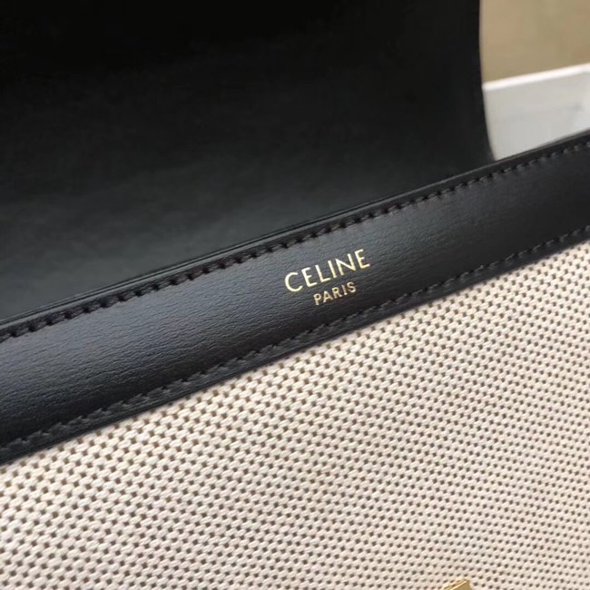 CELINE LARGE TRIOMPHE BAG IN TEXTILE AND NATURAL CALFSKIN 18887 black