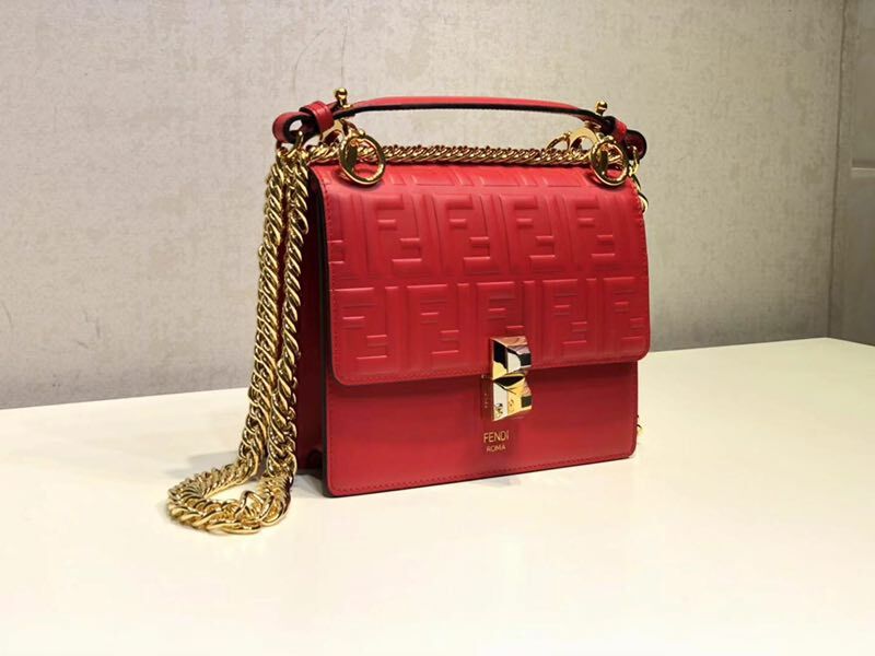 Fendi KAN I SMALL Multicolor fabric mini-bag 8BT0381 red