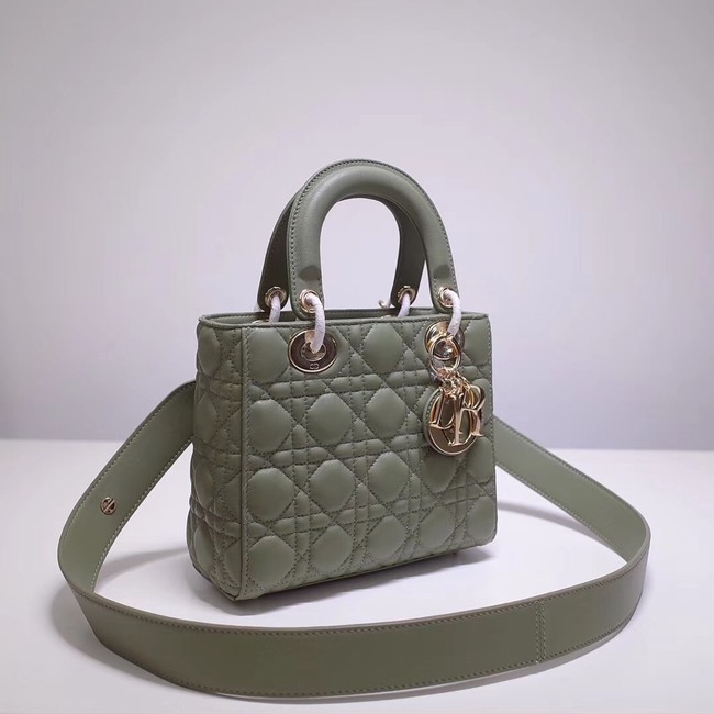 Dior lucky badges Original sheepskin Tote Bag A88035 green