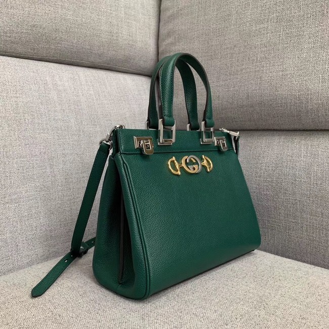 Gucci Zumi grainy leather small top handle bag 569712 Dark green