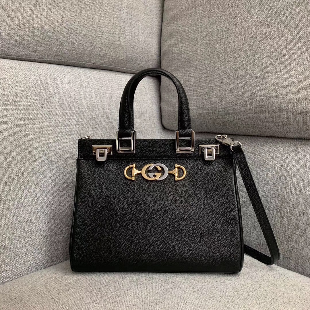 Gucci Zumi grainy leather small top handle bag 569712 Black