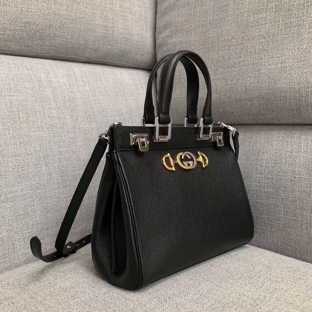 Gucci Zumi grainy leather small top handle bag 569712 Black