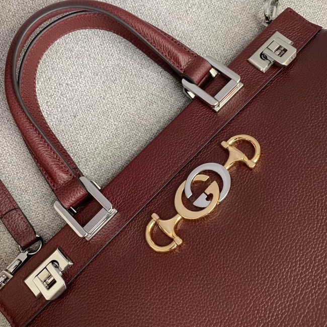 Gucci Zumi grainy leather small top handle bag 569712 Burgundy