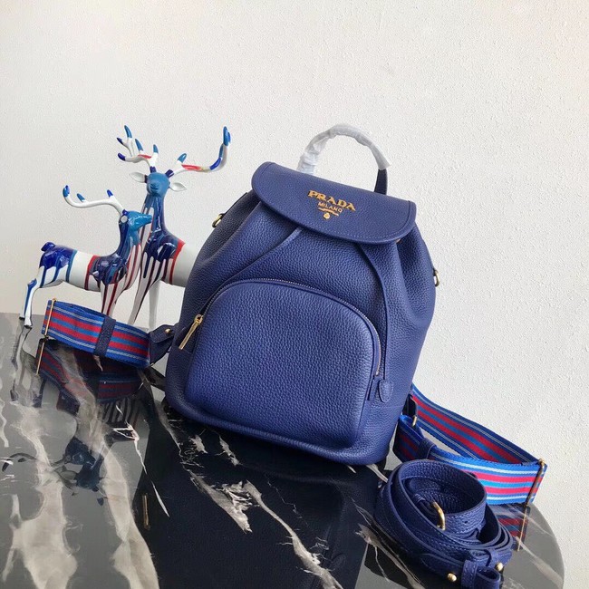 Prada original Leather backpack 1BZ035 blue