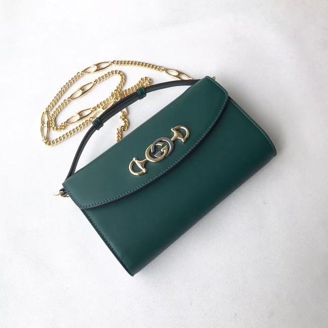 GUCCI Zumi small leather shoulder bag 572375 Dark green