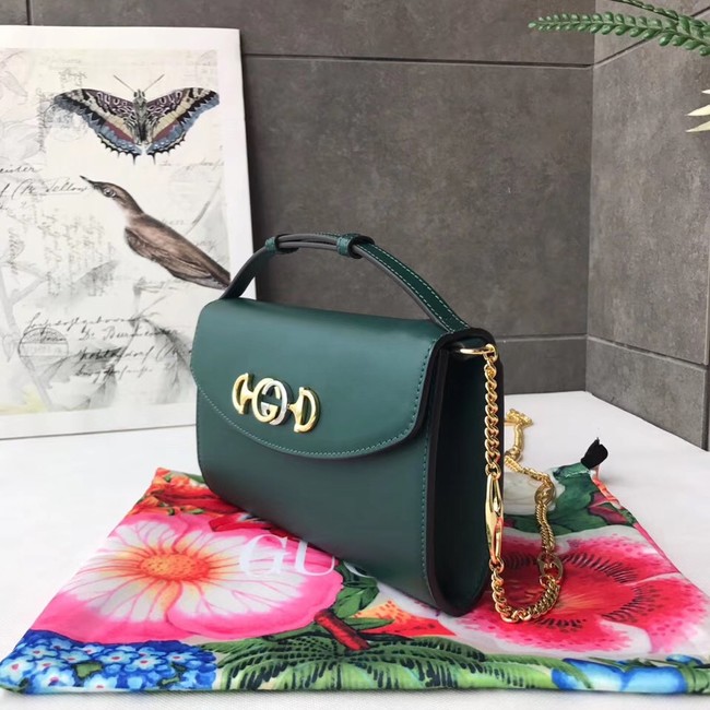 GUCCI Zumi small leather shoulder bag 572375 Dark green