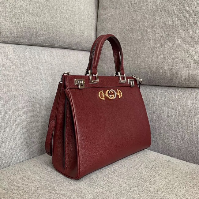 Gucci Zumi grainy leather medium top handle bag 564714 Burgundy