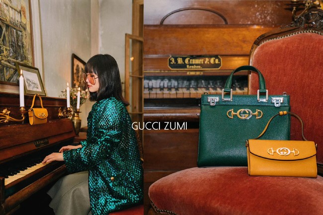 Gucci Zumi grainy leather medium top handle bag 564714 Dark green