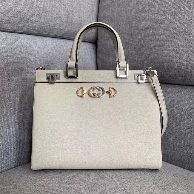 Gucci Zumi grainy leather medium top handle bag 564714 white