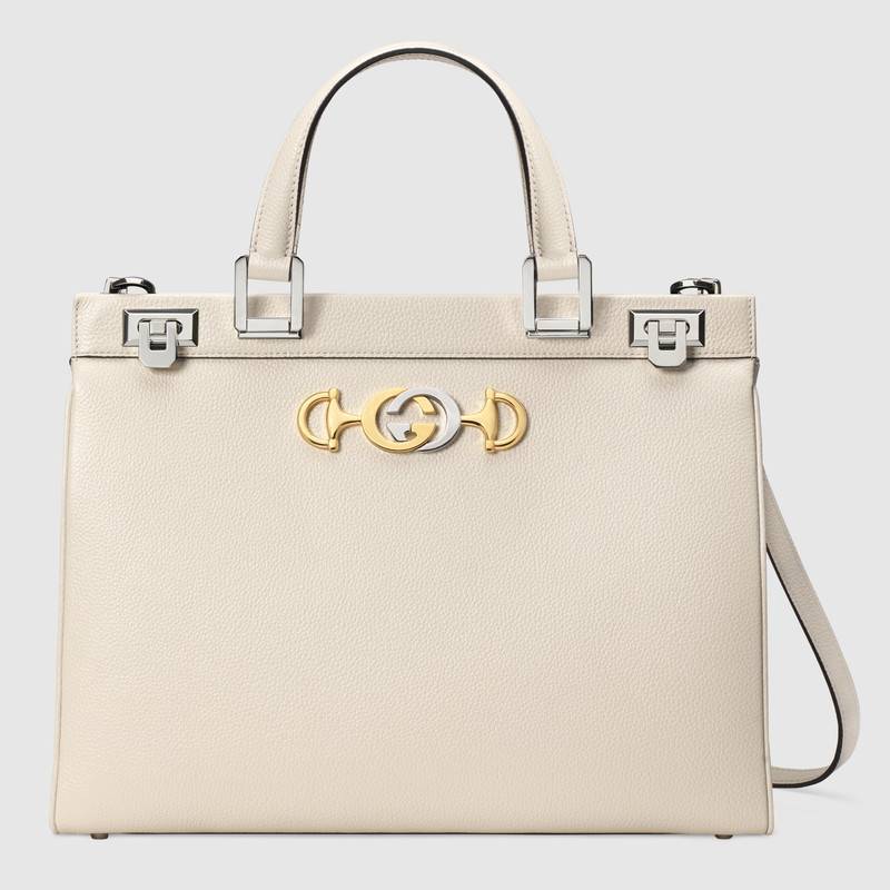 Gucci Zumi grainy leather medium top handle bag 564714 white