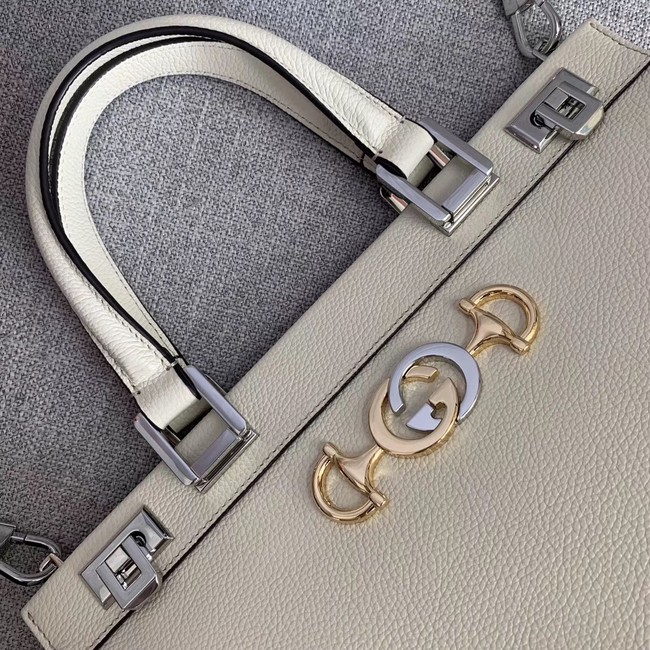 Gucci Zumi grainy leather medium top handle bag 564714 white