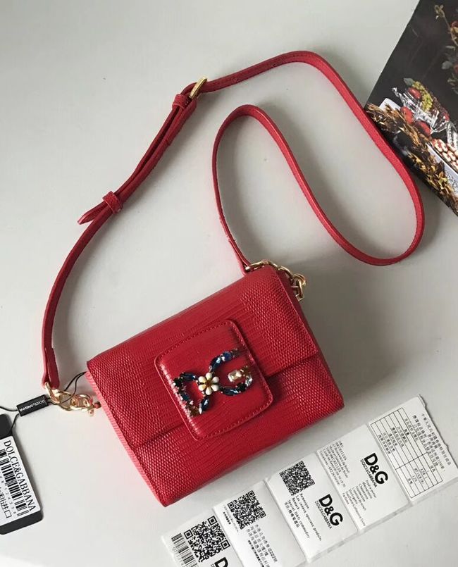 Dolce & Gabbana Calfskin Leather shoulder bag 5568 red