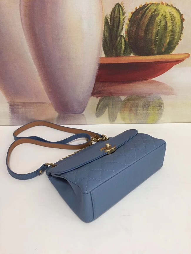 Chanel Calfskin & gold-Tone Metal S0667 blue