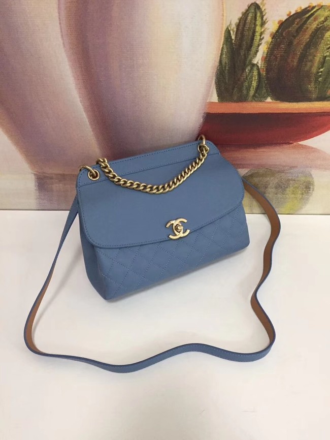 Chanel Calfskin & gold-Tone Metal S0667 blue