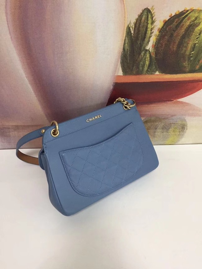 Chanel Calfskin & gold-Tone Metal S0667 blue