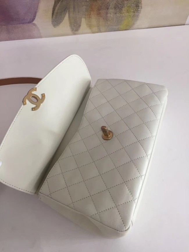 Chanel Calfskin & gold-Tone Metal S0667 white