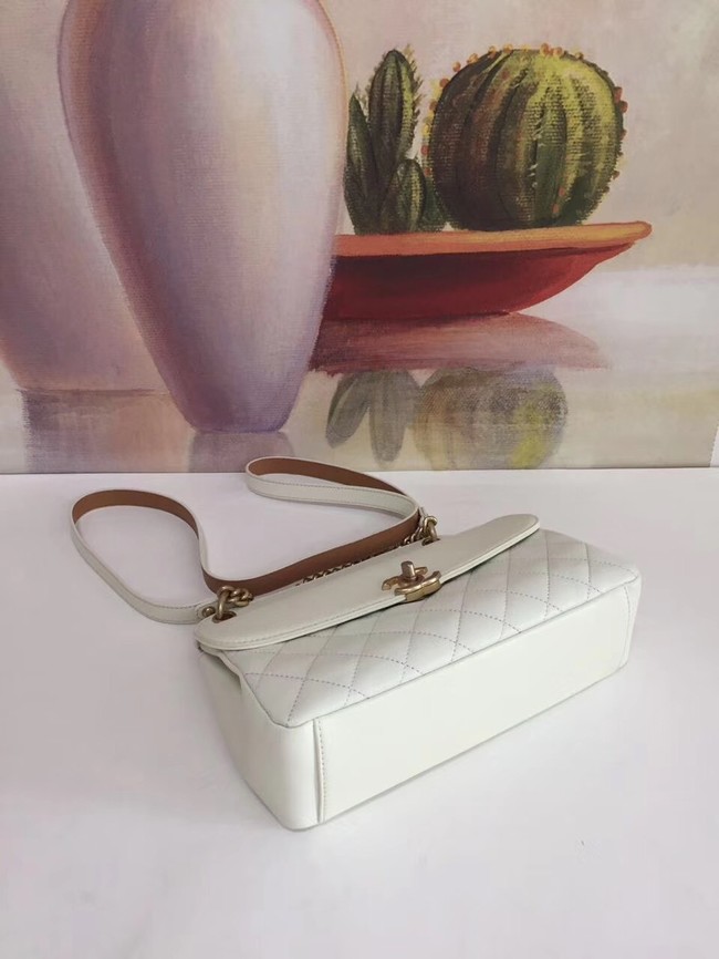 Chanel Calfskin & gold-Tone Metal S0667 white