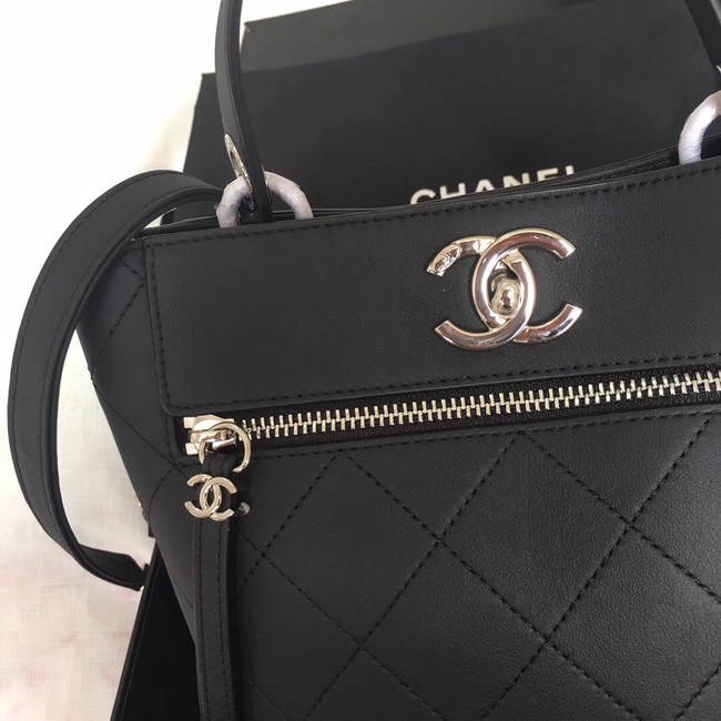 Chanel Calfskin & silver-Tone Metal S0577 black