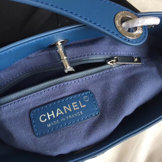 Chanel Calfskin & silver-Tone Metal S0577 blue