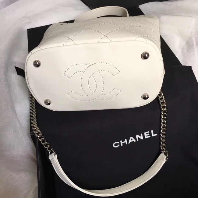 Chanel Calfskin & silver-Tone Metal S0577 white