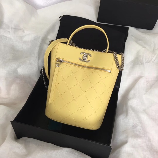 Chanel Calfskin & silver-Tone Metal S0577 yellow